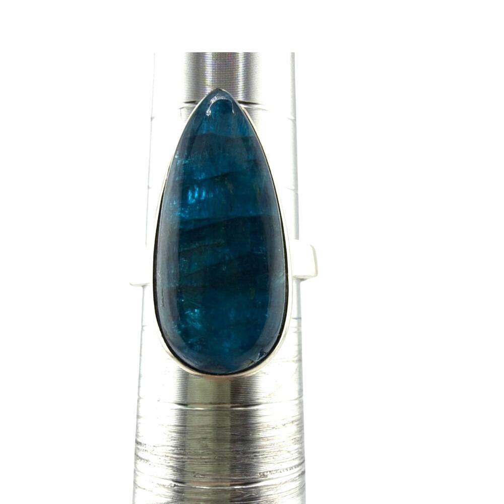 Sterling Silver Blue Apatite Pear Shaped Ring Handmade Artisan Jewelry 4